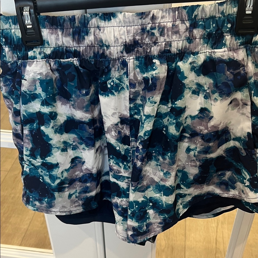 Layers Blue Multi-Print Athletic Shorts with pockets